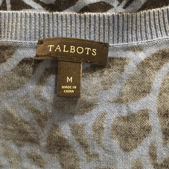Talbots Blue Floral Print Cardigan M FREE SHIP - Picture 2 of 5